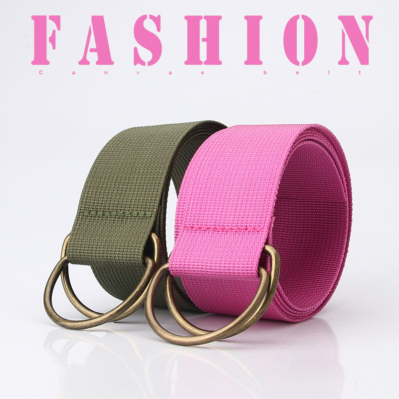 Multi-Color Woven Belt Unisex All-Matching Casual Pants with Couple Student Korean Style Double Ring D Buckle Belt Lengthened