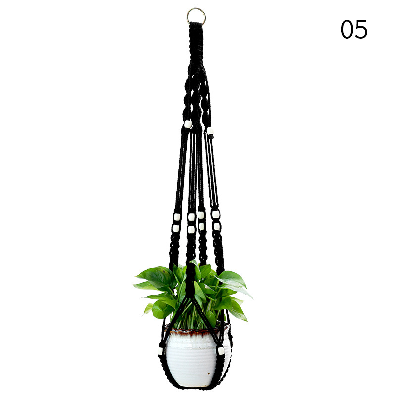 Handmade Woven Flower Pot Hanging Basket Home Greening Decorative Flower Pot Net Pocket Thick Rope Cradle and Flower Pot