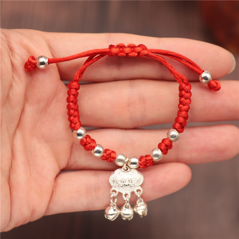手工编织本命年长命锁手链婴儿宝宝防惊吓保平安红绳手链手绳批发