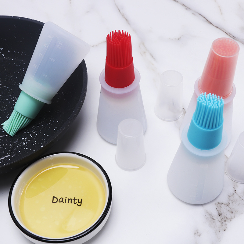 Direct Selling Silicone Oil with Lid Bottle Brush with Scale Barbecue Brush Sauce Brush Butter Brush High Temperature Resistant Silicone Brush