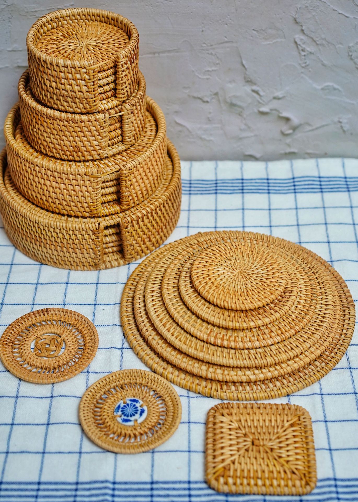 越南编织秋藤编杯垫茶垫托茶道茶壶托茶托隔热垫功夫茶具配件藤垫