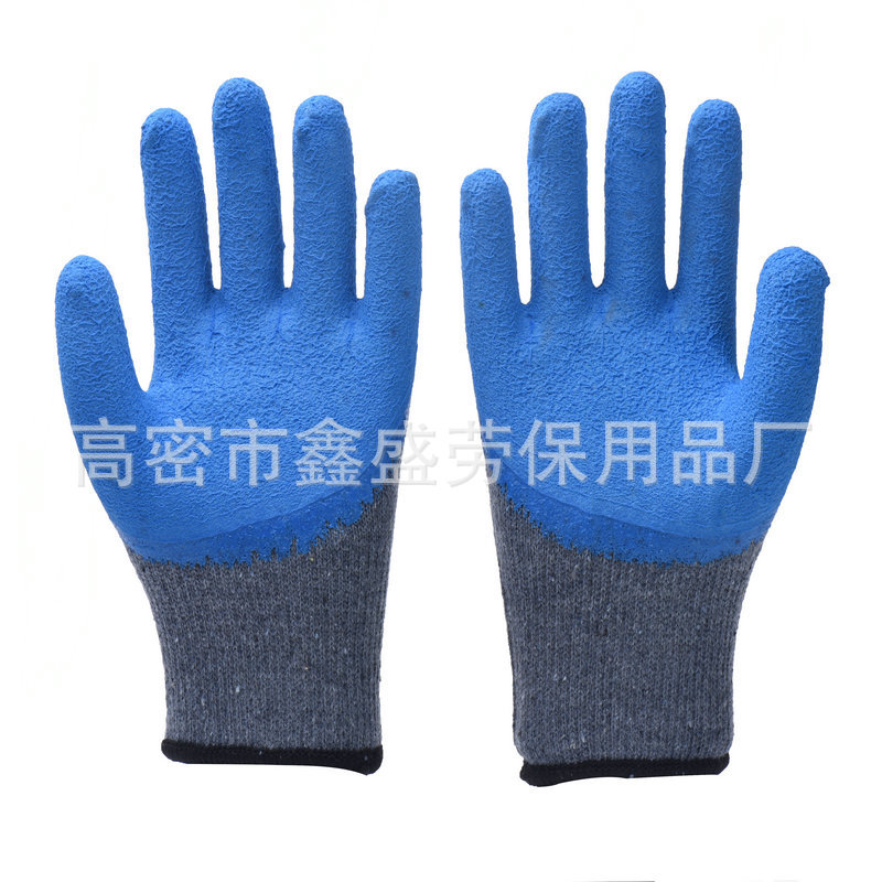 Factory Direct Sales Wholesale Breathable Dipping Gloves Ten-Pin Foam Wear-Resistant Non-Slip Labor Protection Site Protective Gloves