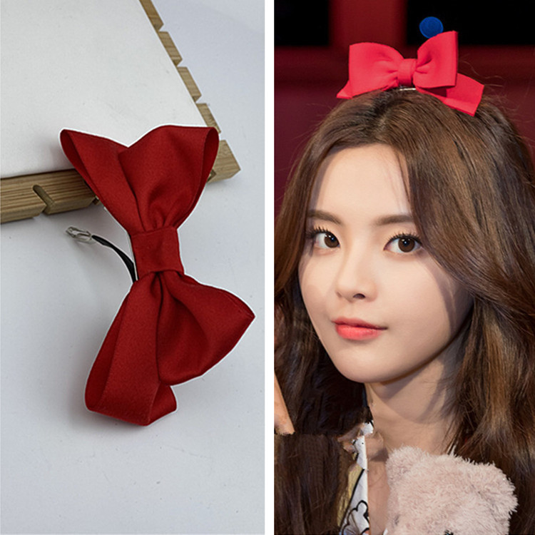 心动的信号3杨超越同款发夹红色蝴蝶结顶夹少女边夹头饰发饰夹子