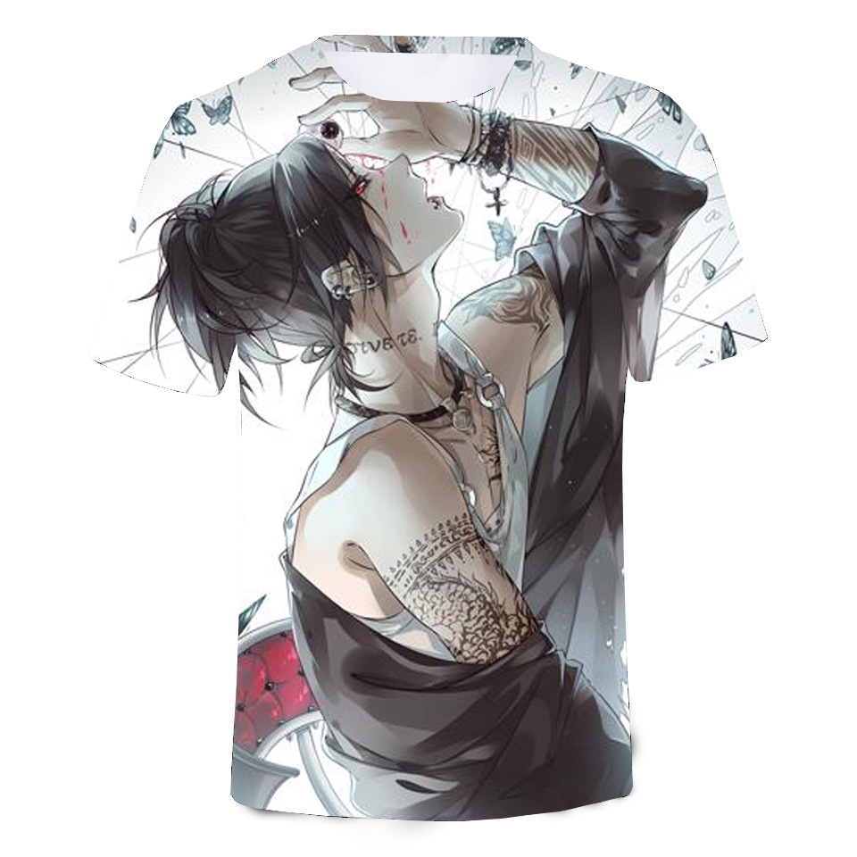 卡通动漫周边 东京食尸鬼 tokyo ghoul 3d数码彩印 圆领短袖t恤