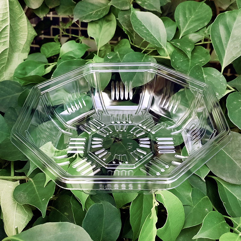 现货一次性透明果蔬盒 500g八角盒1斤装pet透明塑料吸塑鲜果切盒