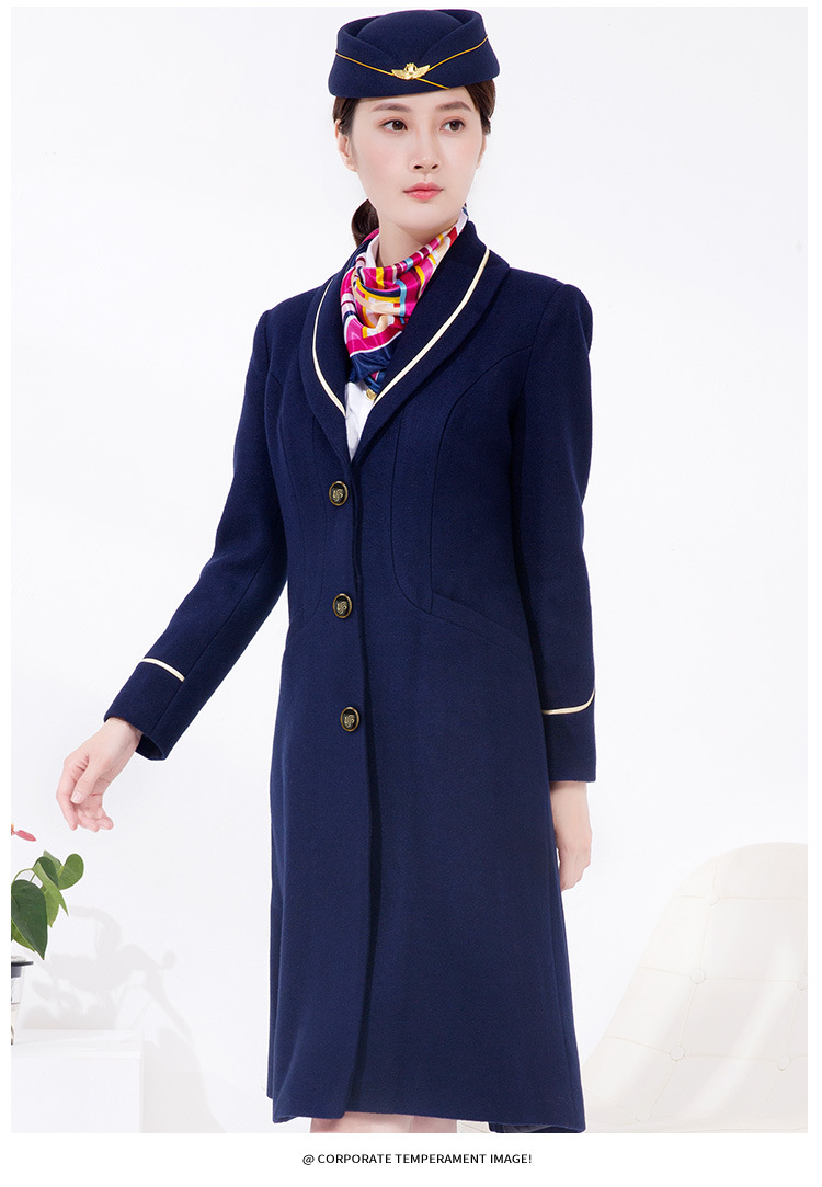 南航空姐大衣女冬季修身过膝毛呢子外套空姐制服大衣迎宾礼仪服