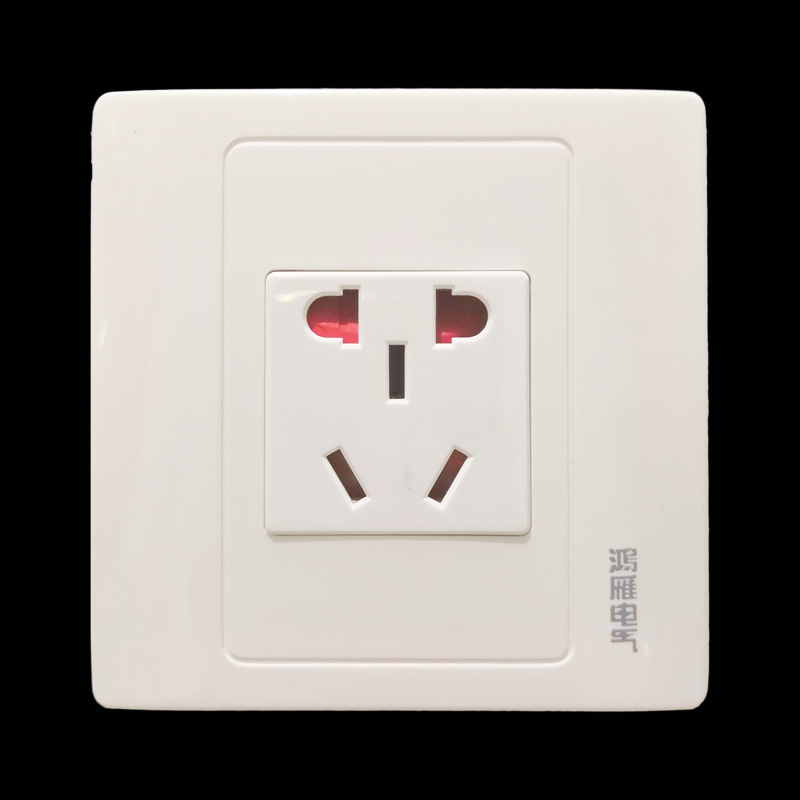 鸿雁电瓶车电源插座86型五孔5插充电柱插座两插充电桩五孔10a直销