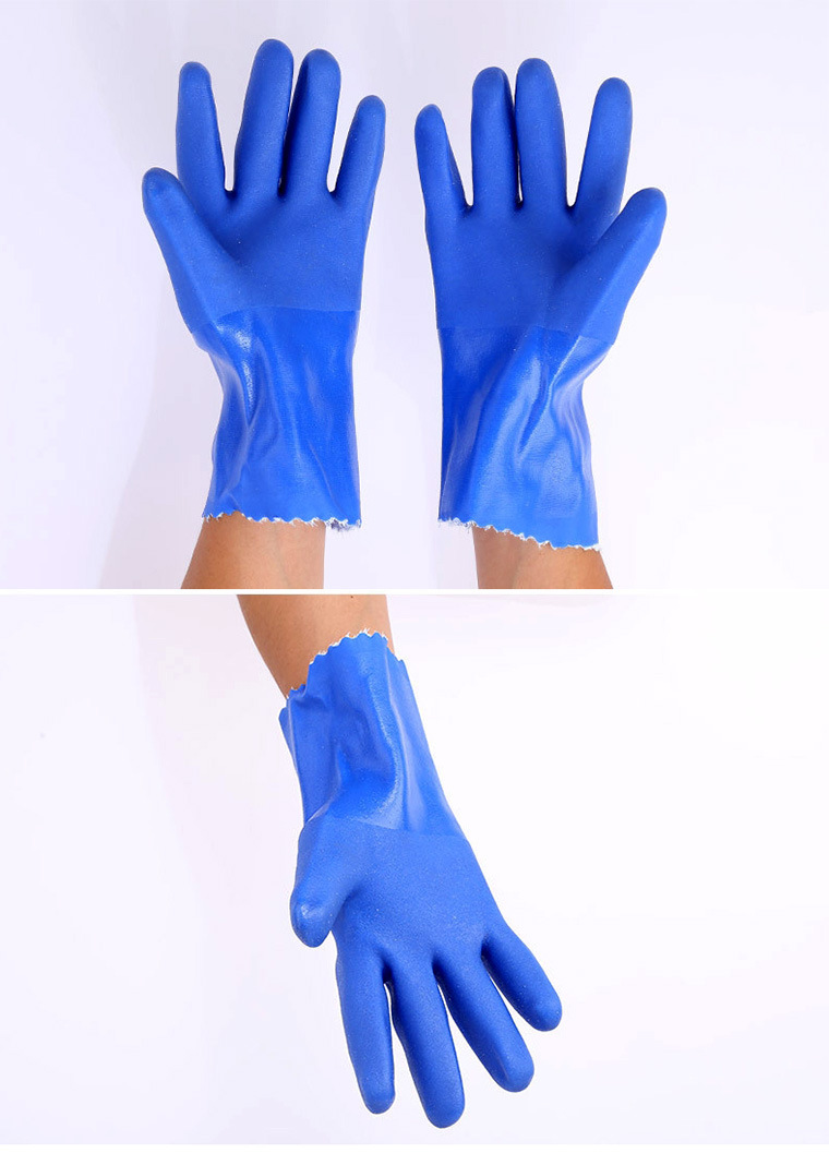 花蕾浸塑防穿刺耐油耐酸碱止滑手套工业劳保防护抓鱼杀鱼橡胶手套