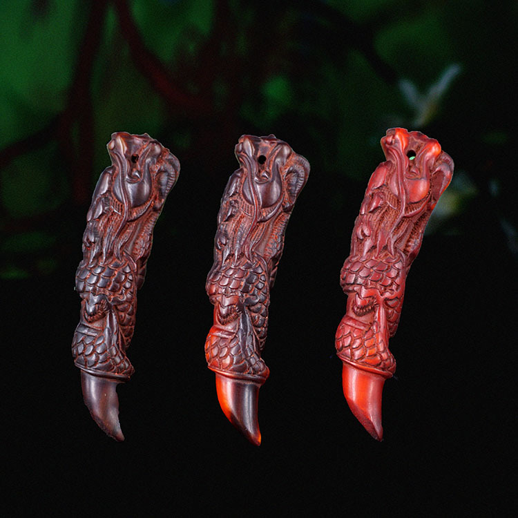 牛角雕刻龙尖吊坠佛珠菩提手工diy配饰