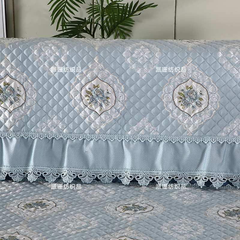 半成品沙发垫布料批发 亚麻提花绗缝夹棉沙发垫卷料沙发套边辅料