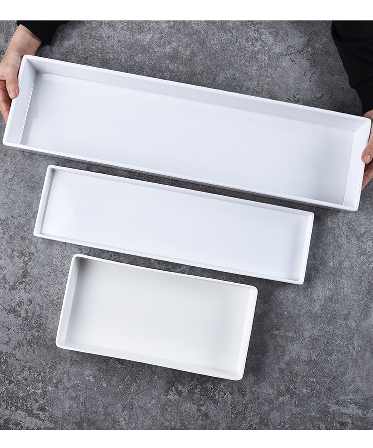 密胺长方熟食盘猪肉展示盘特色火锅蔬菜菇类拼盘烧烤盘烤串托盘