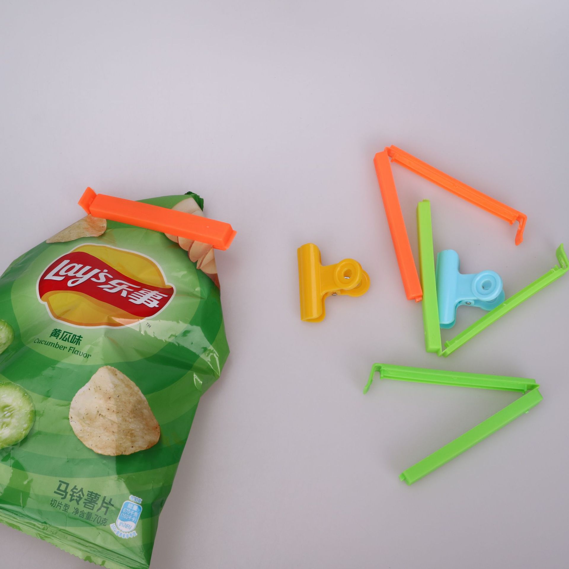 套装零食封口夹 弹簧夹炫彩糖果色食品袋密封夹 食物防潮夹