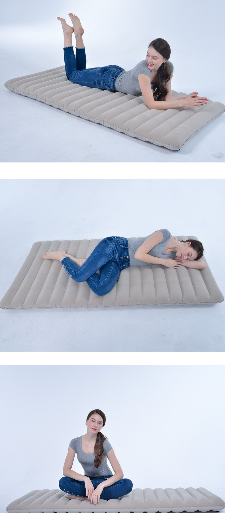 充气床垫户外野营植绒气垫床便携午休折叠充气床加厚耐磨