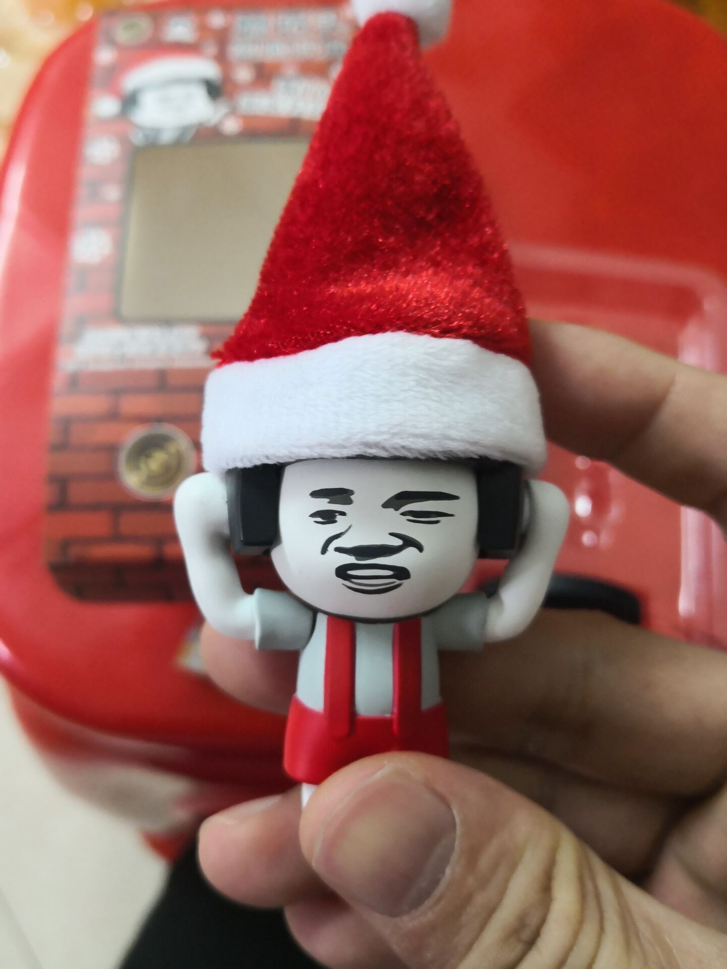 抖音同款 蘑菇头变脸玩具圣诞版 解压搞笑表情钥匙扣链手办挂件