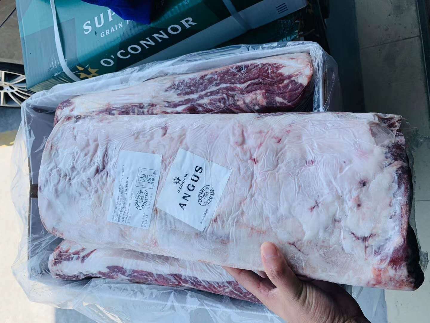 澳洲1265厂安格斯150天西冷 冷冻外脊牛排原切整条出售量大价从优