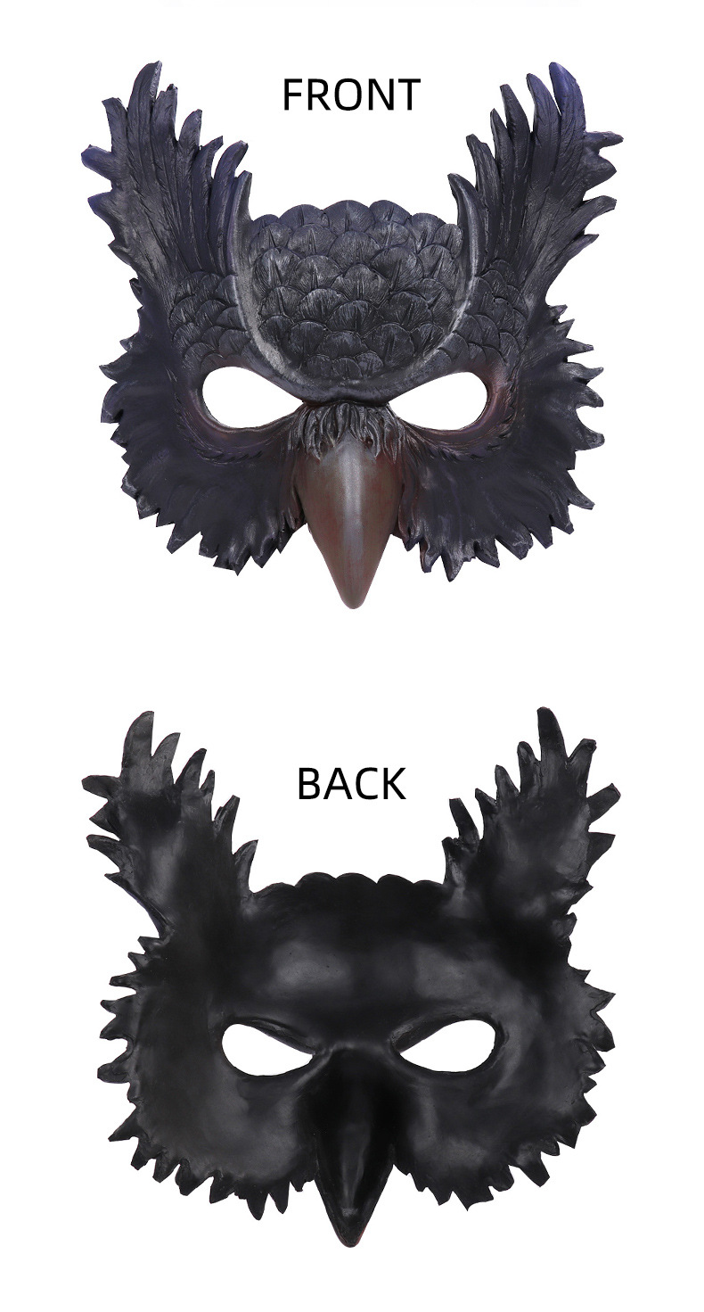 万圣节新款装饰跨境假面具舞会派对服饰道具猫头鹰面具龙翅膀套装