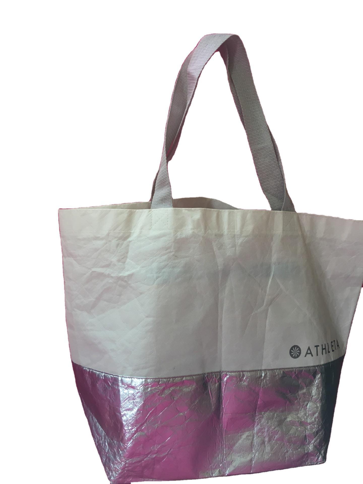 200g覆膜无纺布袋 2种布料拼接工艺腹膜服装包装编织立体手提袋