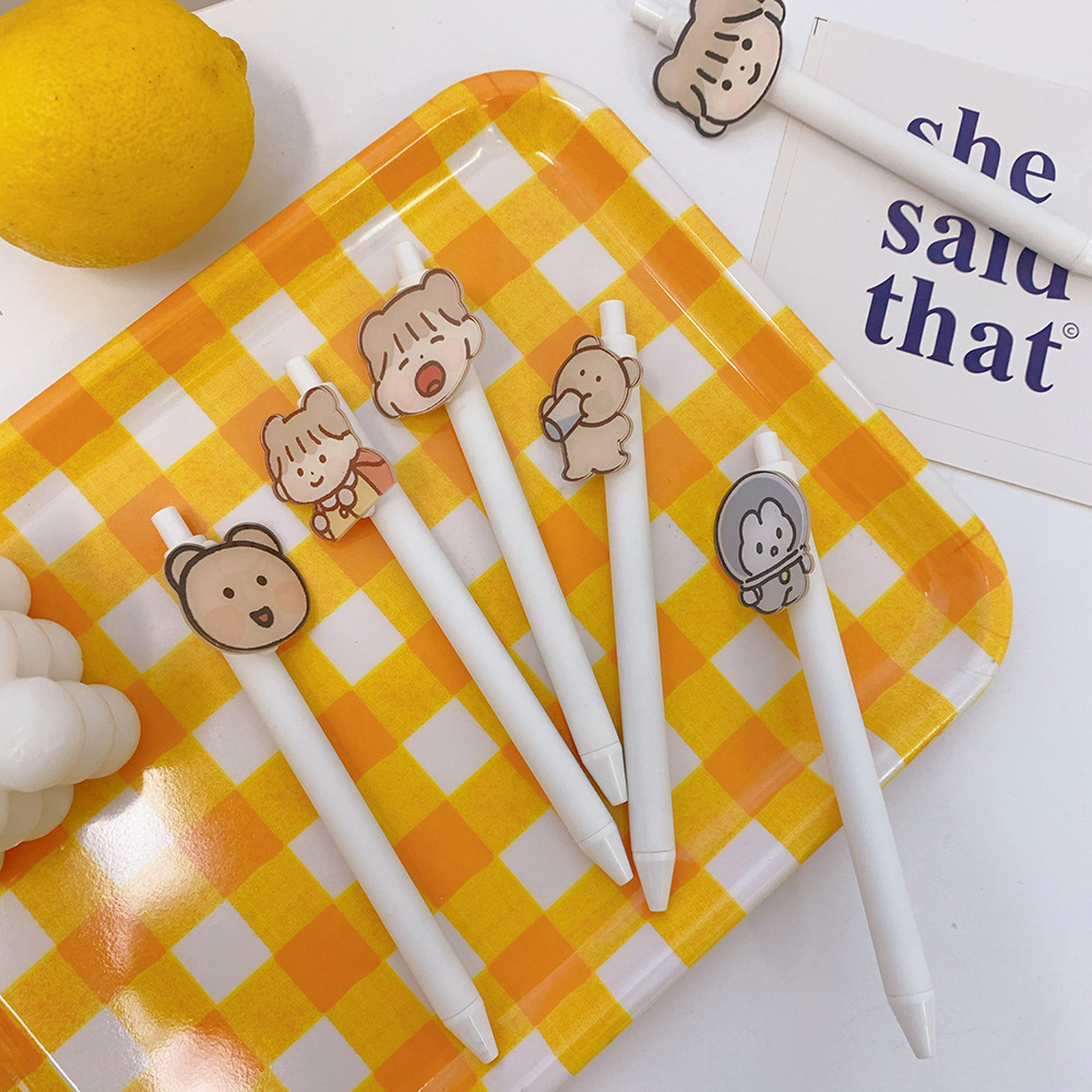 韩国少女心按动中性笔学生用0.5mm可爱黑色签字笔水笔ins办公文具