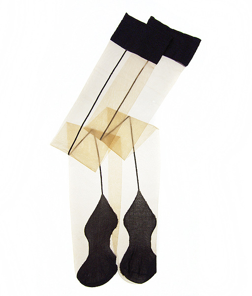 欧美复古情趣性感腿后竖线带脚型古巴跟袜子长筒丝袜 条纹过膝袜