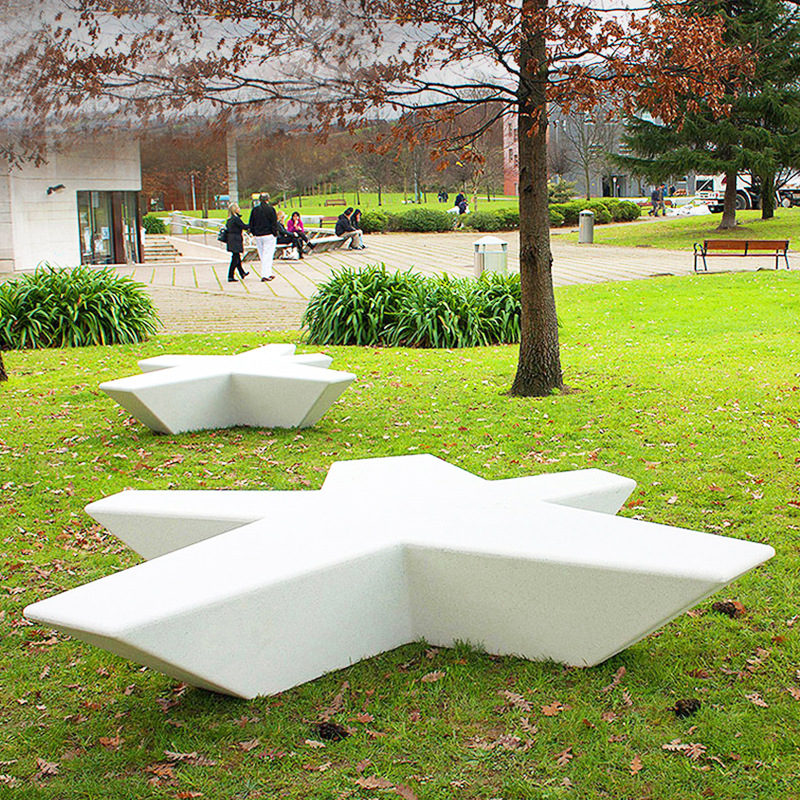 玻璃钢五角星座椅商场美陈等候椅创意休闲椅户外园林多人休息坐凳