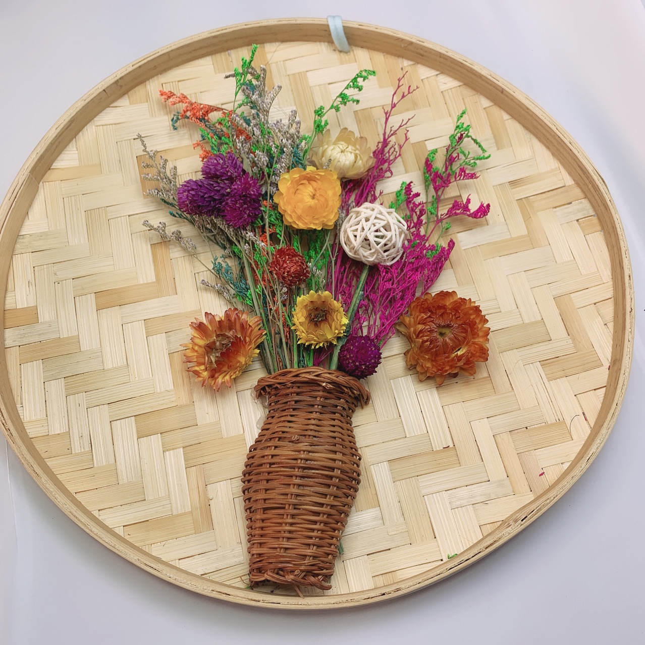 邹菊满天星干花幼儿园diy手工装饰吊饰 立体竹制品吊饰挂饰用品