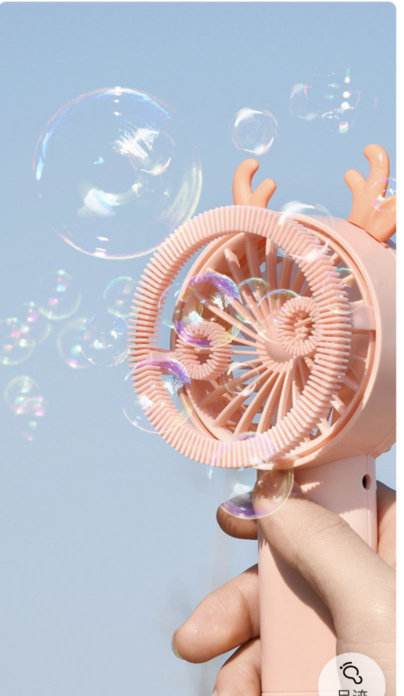 迷你便携卡通可爱泡泡机炫彩灯光动感音乐风扇泡泡机电动卡通手持