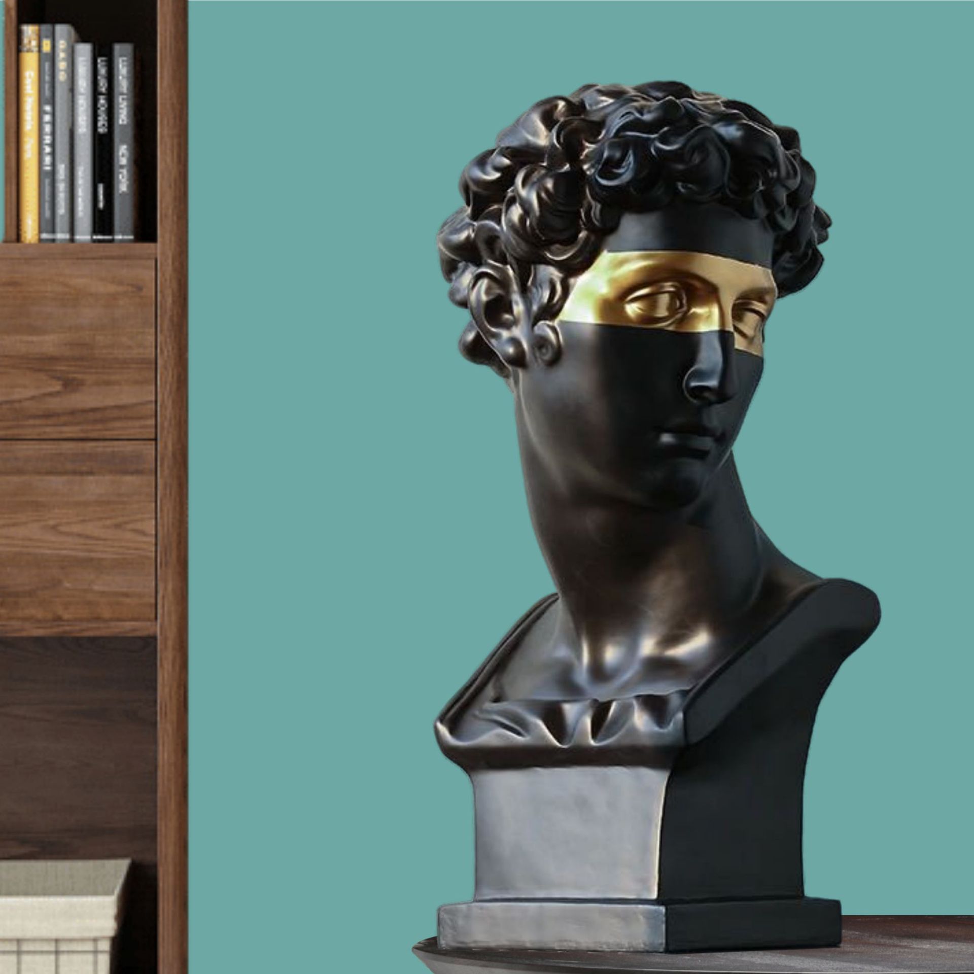 树脂描金小卫半身像雕塑北欧人物摆件轻奢样板房客厅玄关软装饰品