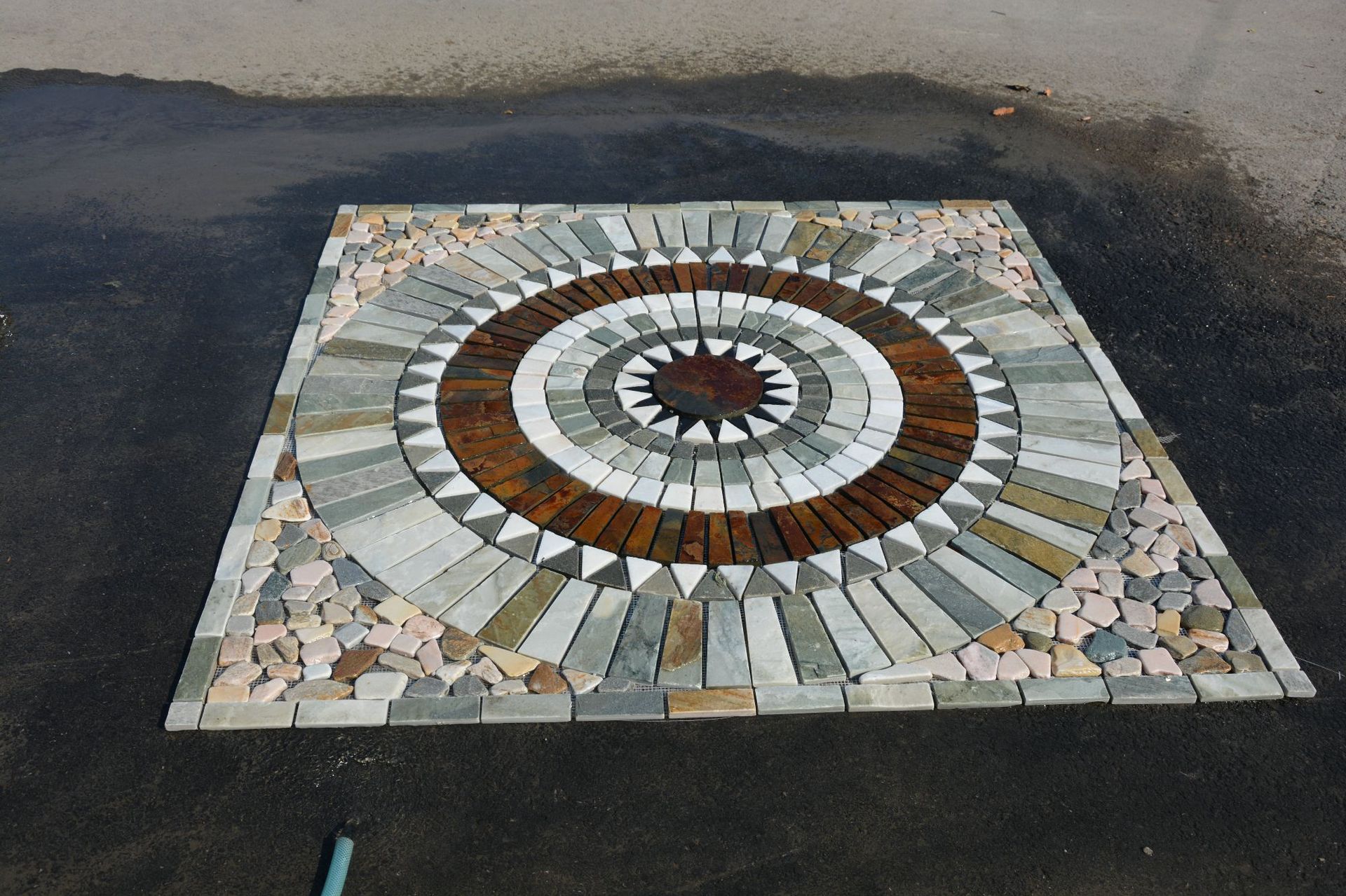 青石板 圆盘防古地砖户外花园石材拼花别墅庭院地砖 过道,阳台砖