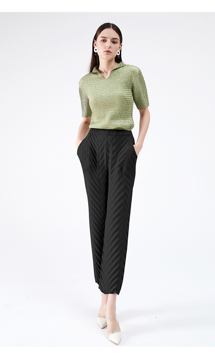 2020春夏三宅褶皱女装新品个性手工女式直筒休闲裤简约百搭长裤女