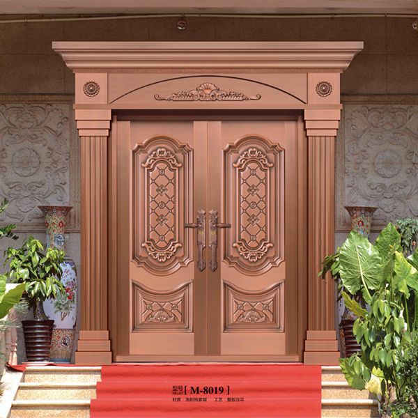 实力铜门厂家别墅大门农村入户防盗纯铜门对开子母镀铜门私人定制