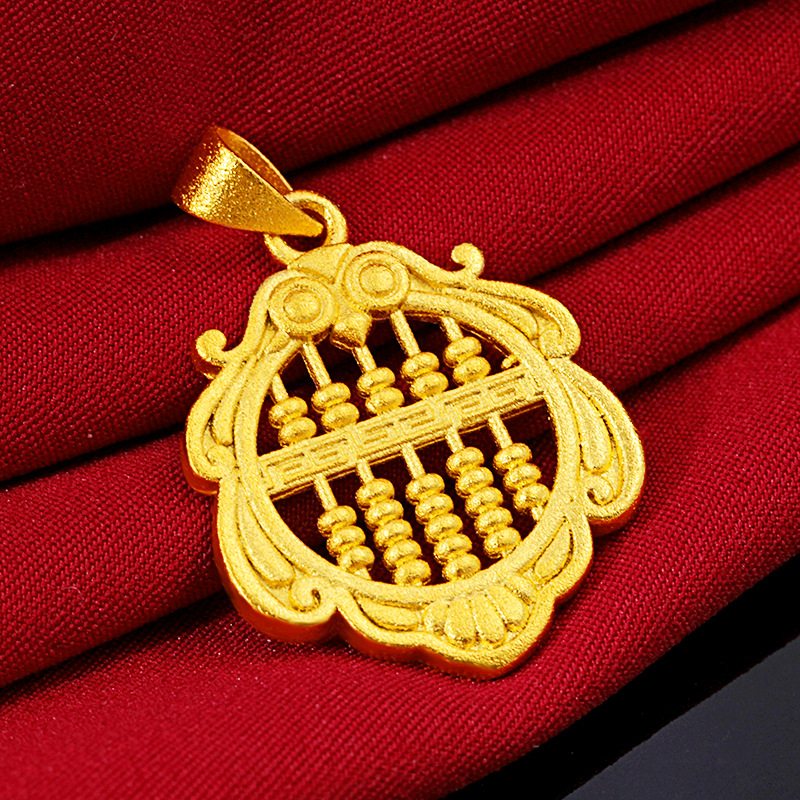 独立包装 时尚百搭黄铜镀金项链古法算盘员工福利