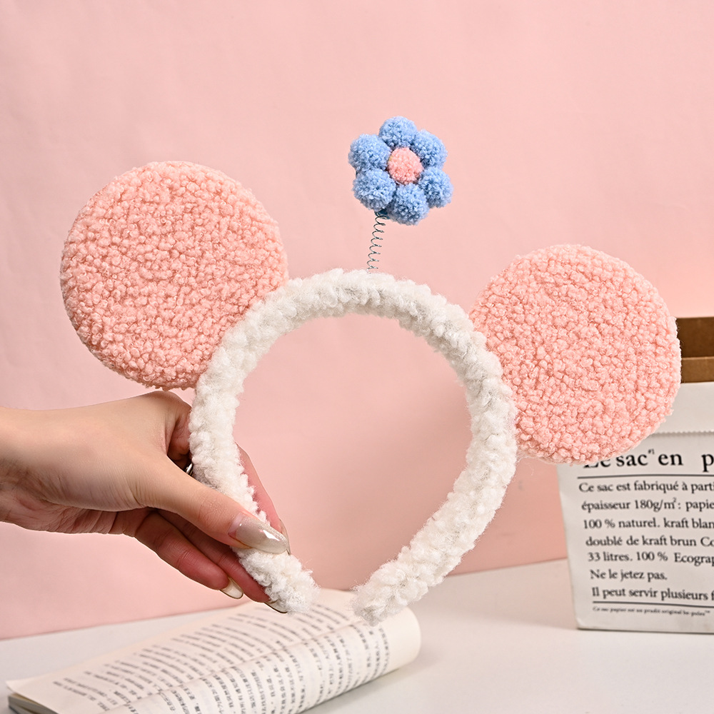 Korean Style Internet Celebrity Pcs Little Red Flower Headband Wholesale Mickey Big Ears Face Wash Hair Band Cute Cartoon Small Flower Headband