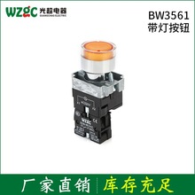 厂家批发 BW3561带灯按钮 铝锌加厚铜件银点带灯电器按钮开关