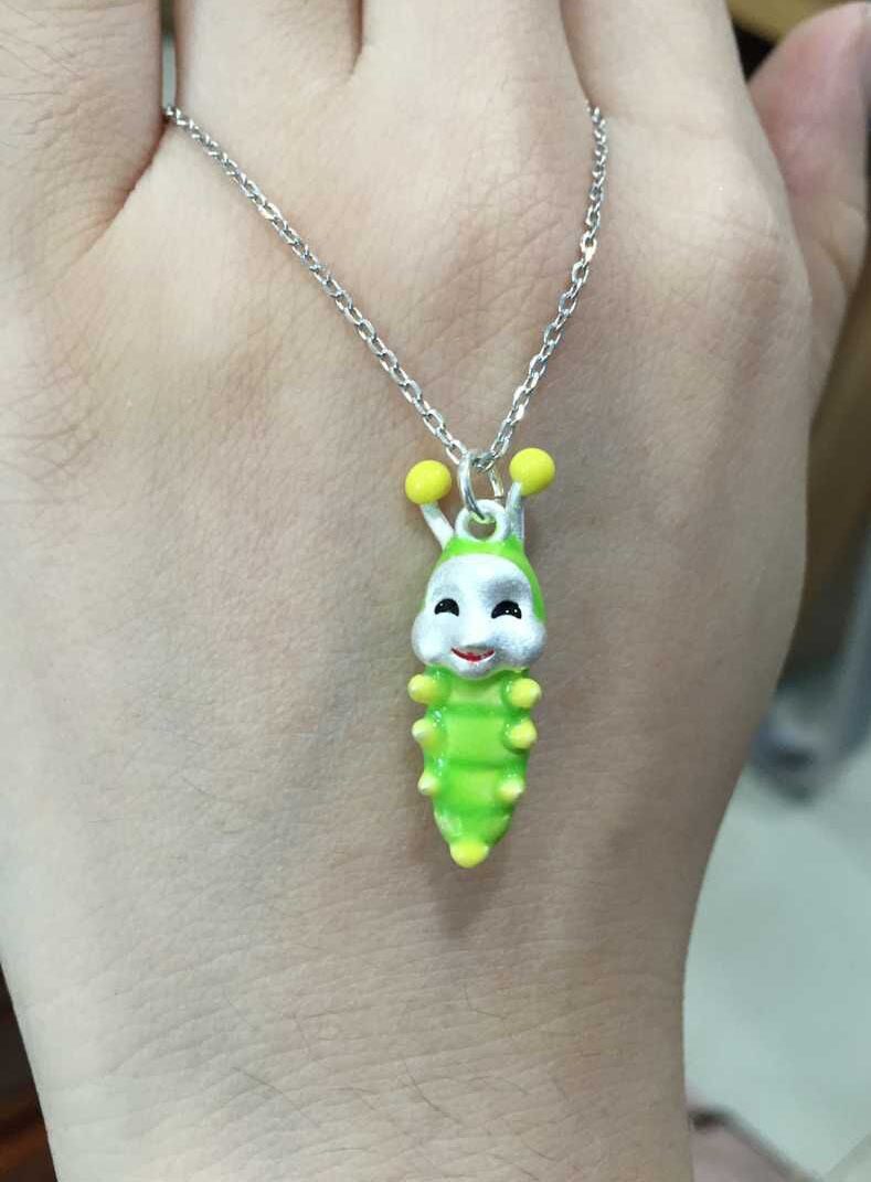 花千骨电视剧同款灵虫糖宝项坠吊坠七彩毛毛虫s925银项链公仔挂件