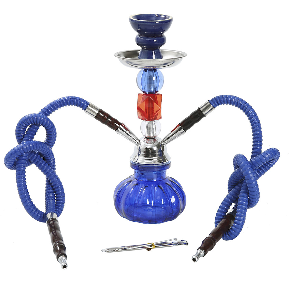跨境小号玻璃双管水烟壶旅行便携式水烟套装碳烟管配件一件代发