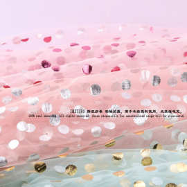 ACL高密波点烫金网纱面料网红拍照背景布美国网纱时装童装裙梦幻