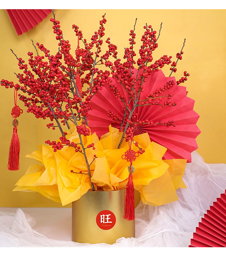 泽祥 新款新年金色抱抱桶 大麦开业花篮装饰桶套二金色抱抱桶礼盒