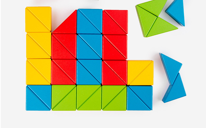 木制创意儿童三角形拼图积木亲子互动专注注意力训练积木