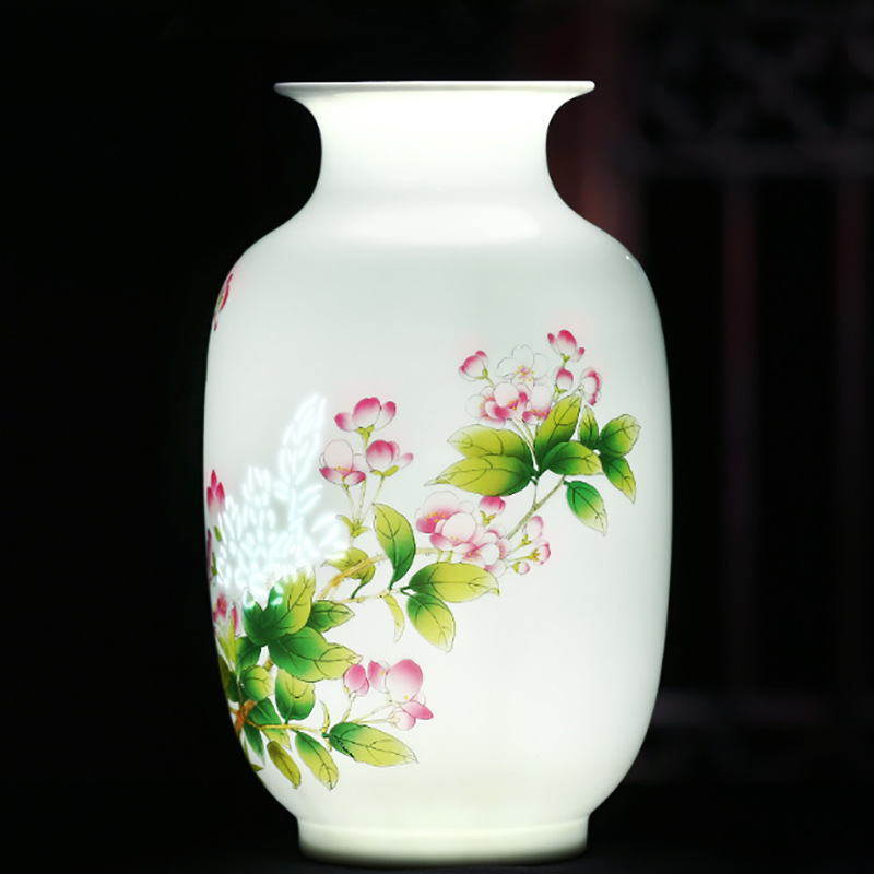 创意陶瓷小花瓶玲珑薄胎瓷简约装饰品电视柜客厅玄关假花插花摆件