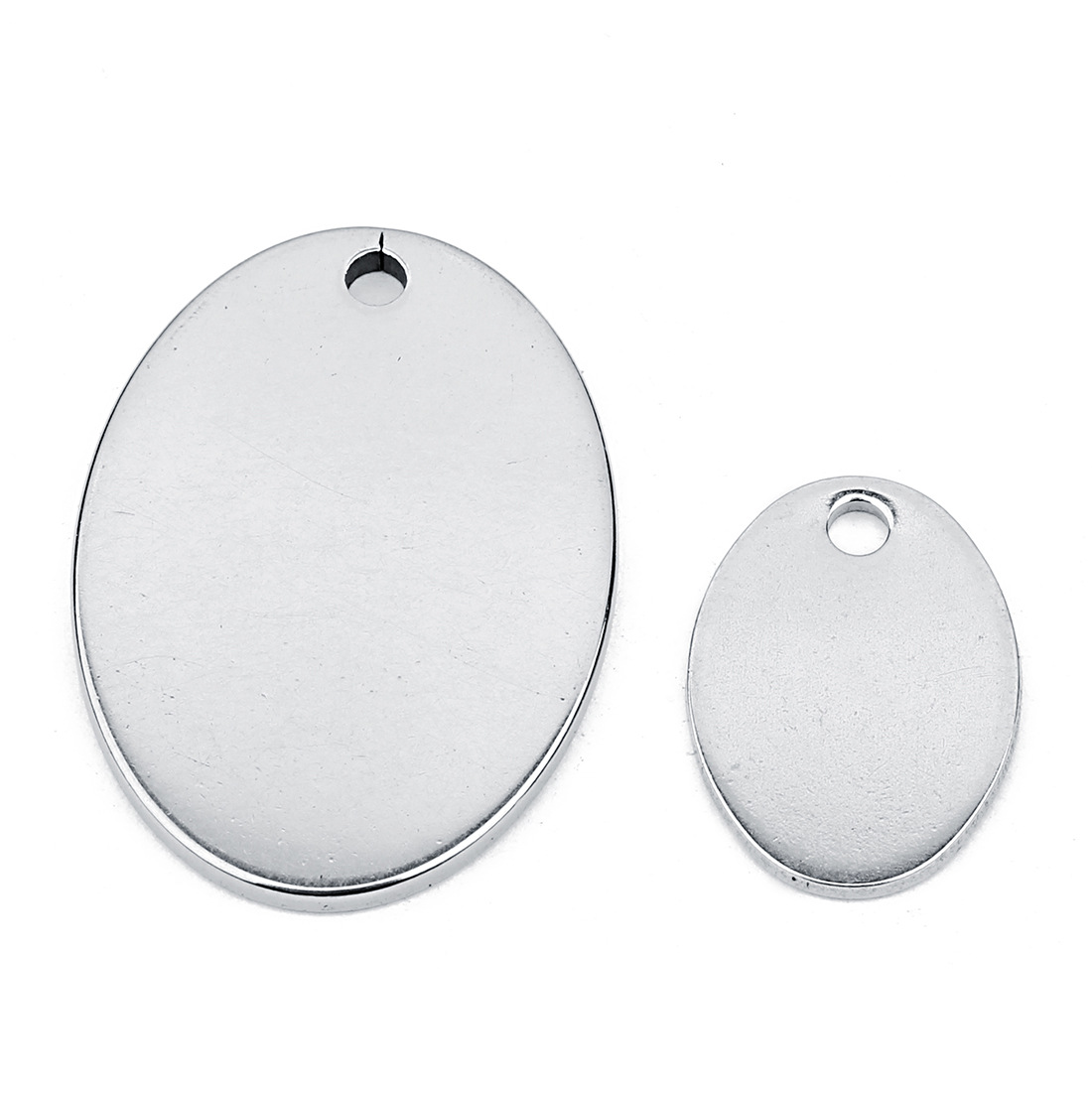10个/包 diy不锈钢吊牌 椭圆形吊坠光面吊坠 孔2mm不褪色带孔圆片
