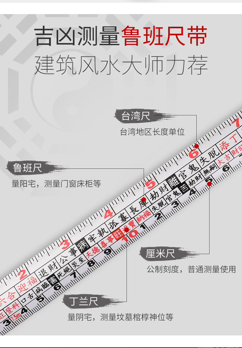 5*25(双面刻度),透明鲁班尺 10*25(双面刻