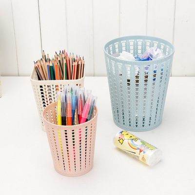 创意笔筒办公收纳文具筒学生笔筒桌面塑料迷你杂物收纳篮