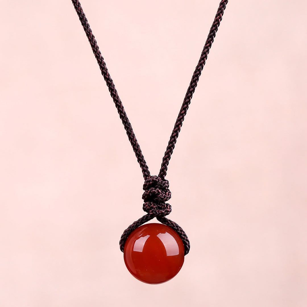 玛瑙转运珠项链锁骨链玉石吊坠女款玉髓颈饰毛衣链挂件绳子