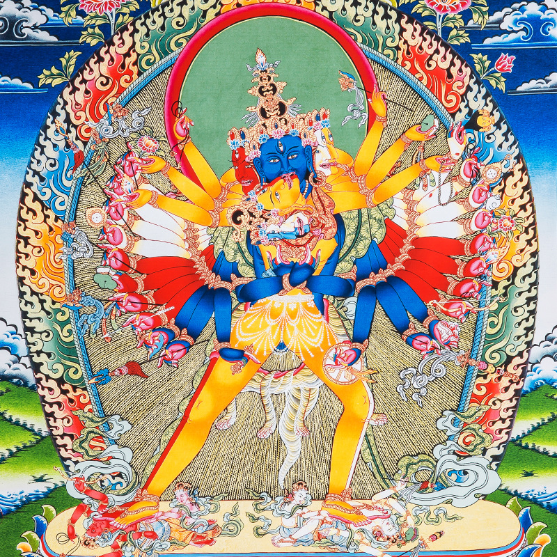 时轮金刚唐卡刺绣布料装裱西藏唐卡装饰挂画时轮金刚唐卡佛像1.
