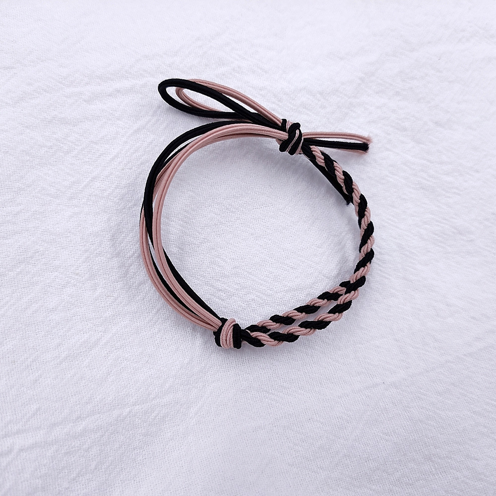 韩版ins拼接螺旋单边结发圈编织头绳扎头发皮筋发绳头饰2元店批发