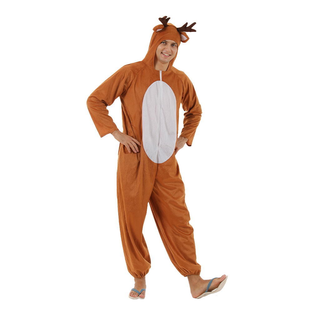 2021 New Christmas Elk One-Piece Suit Couple Funny Party Stage Costume Bar Mall Reindeer Costume