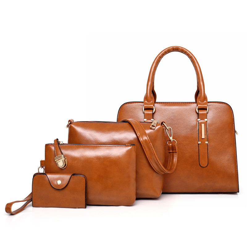 Factory Direct Sales Women's New Fashion Trendy Stitching Pu Match Sets Mother and Child Bag Handbag