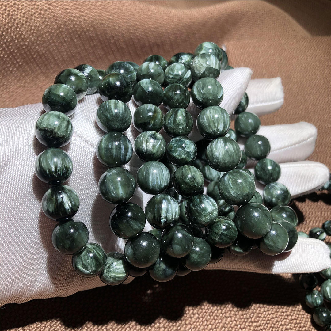 厂家直销天然绿龙晶手链男女款民族风龙晶石手链简单霸气水晶手链