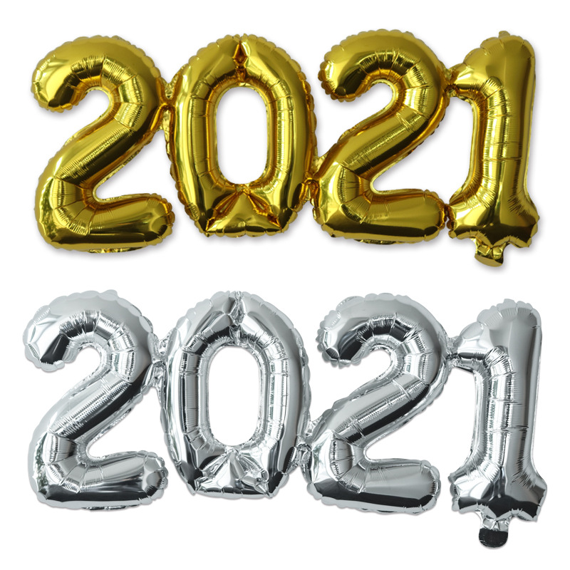 新款连体数字2021铝膜气球仿美廋体数字铝箔气球生日派对布置批发