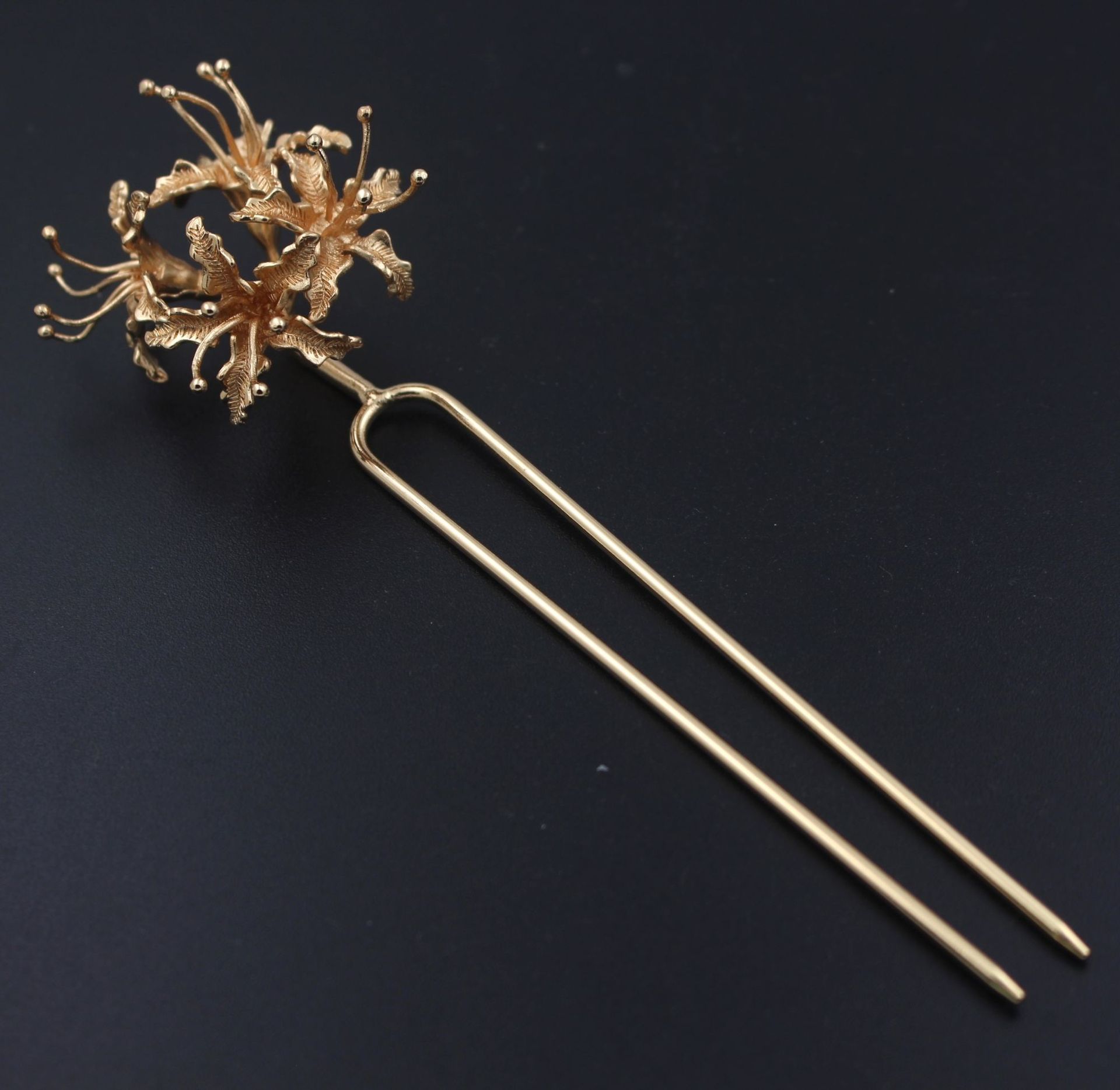 铸铜彼岸花双直发簪 古风古装发饰发钗主体材料